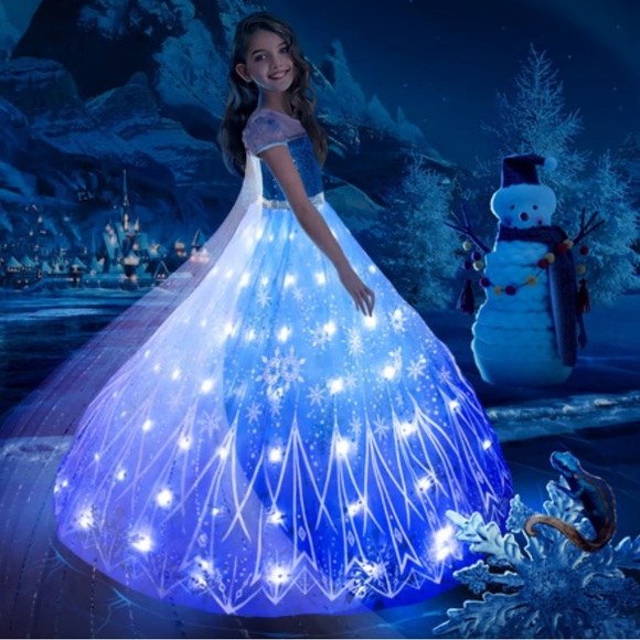 Costumes Disney Frozen Elsa Led Light Up Dress Enchanting Blue